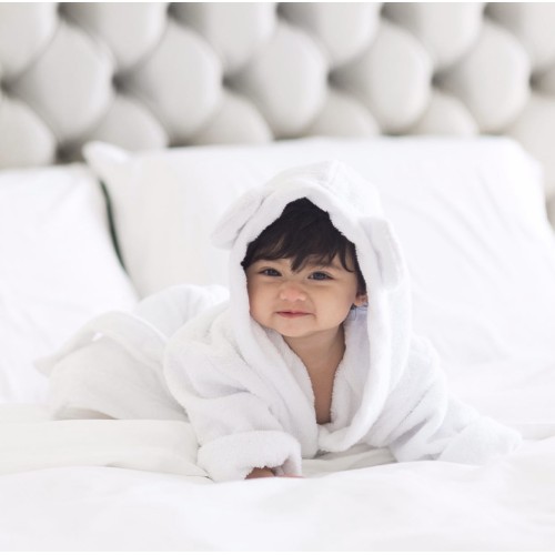 Hooded Bathrobe - White